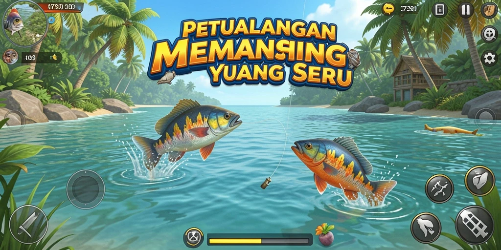 Tampak gameplay memancing yang menegangkan dengan grafis realistis.
