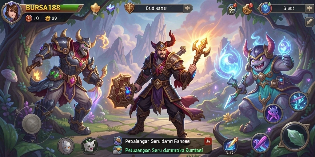 Tangkapan layar gameplay <strong>BURSA188</strong> dengan aksi petualangan yang mendebarkan.