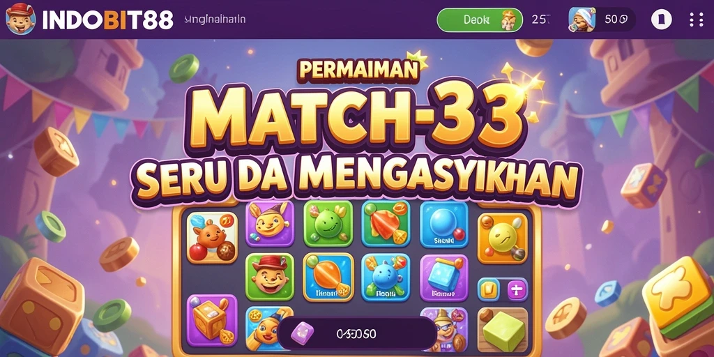 Screenshot menunjukkan gameplay menantang dari INDOBIT88 di kategori Match-3.