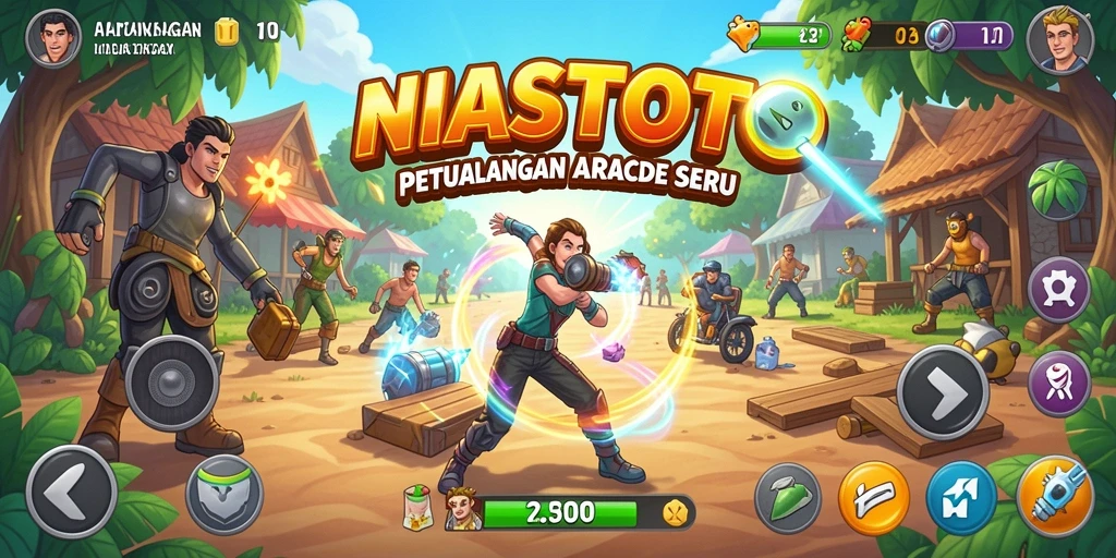 Screenshot utama NIASTOTO menampilkan aksion seru dalam gameplay Arcade.