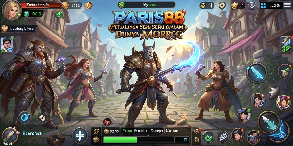 Screenshot PARIS88 menampilkan pemain dalam aksi bertarung melawan monster di dunia MMORPG.